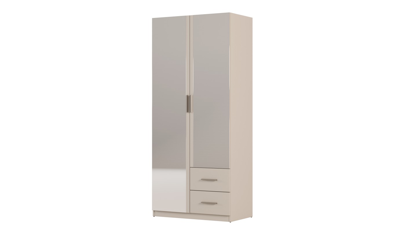 Szafa modułowa 100x225 cm z lustrem, drążkiem ubraniowym, szufladami i półkami - System MAX Premium