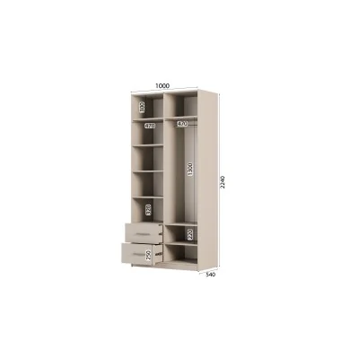 Szafa modułowa 100 cm z lustrem, drążkiem ubraniowym i szufladami - MAX Premium "C"