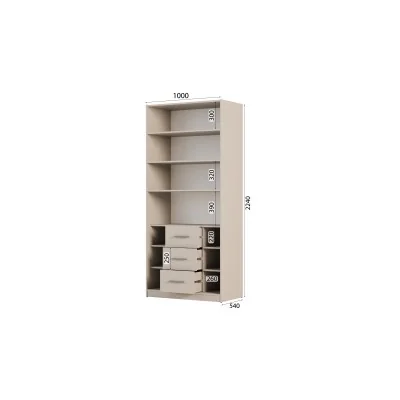 Szafa modułowa 100x225 cm z szufladami System MAX Premium | e-Meblast